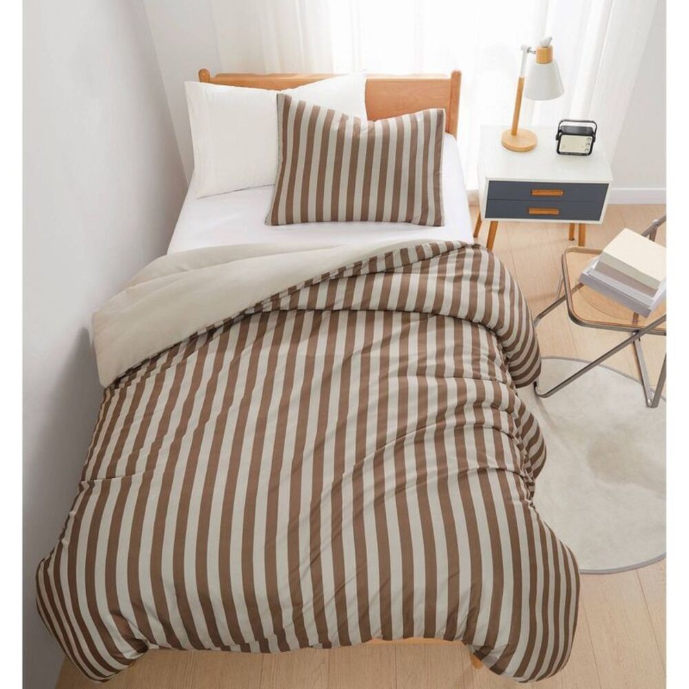 Truly Soft Twin Weston Striped Comforter Set Brown